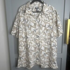 Van Heusen‎ Button Up Shirt Men's XXL Leaf Print Casual